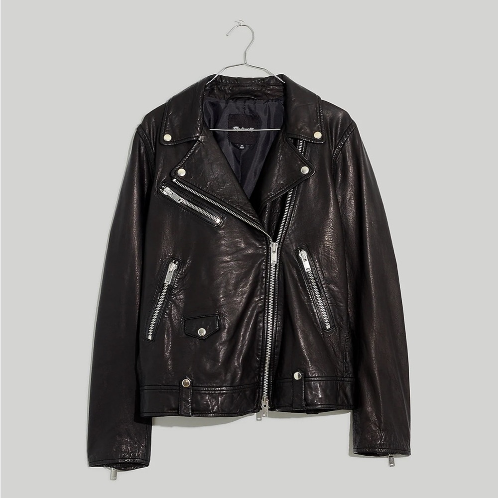 Madewell Washed Leather Oversized Motorcycle Jacket